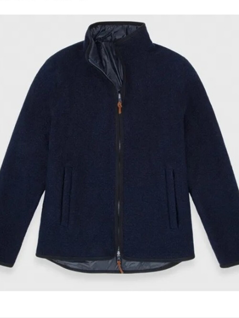 Sid Mashburn Reversible Zip Up Jacket Wool Fleece Navy